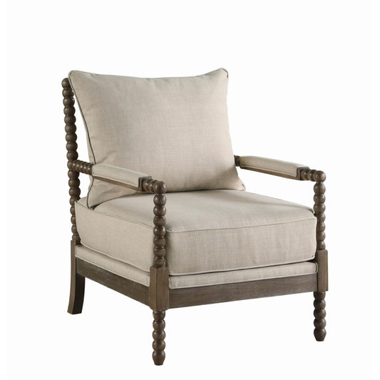  Coaster Furniture Blanchett 905362 Upholstered Bobbin Accent Chair - Beige and Natural IMAGE 1