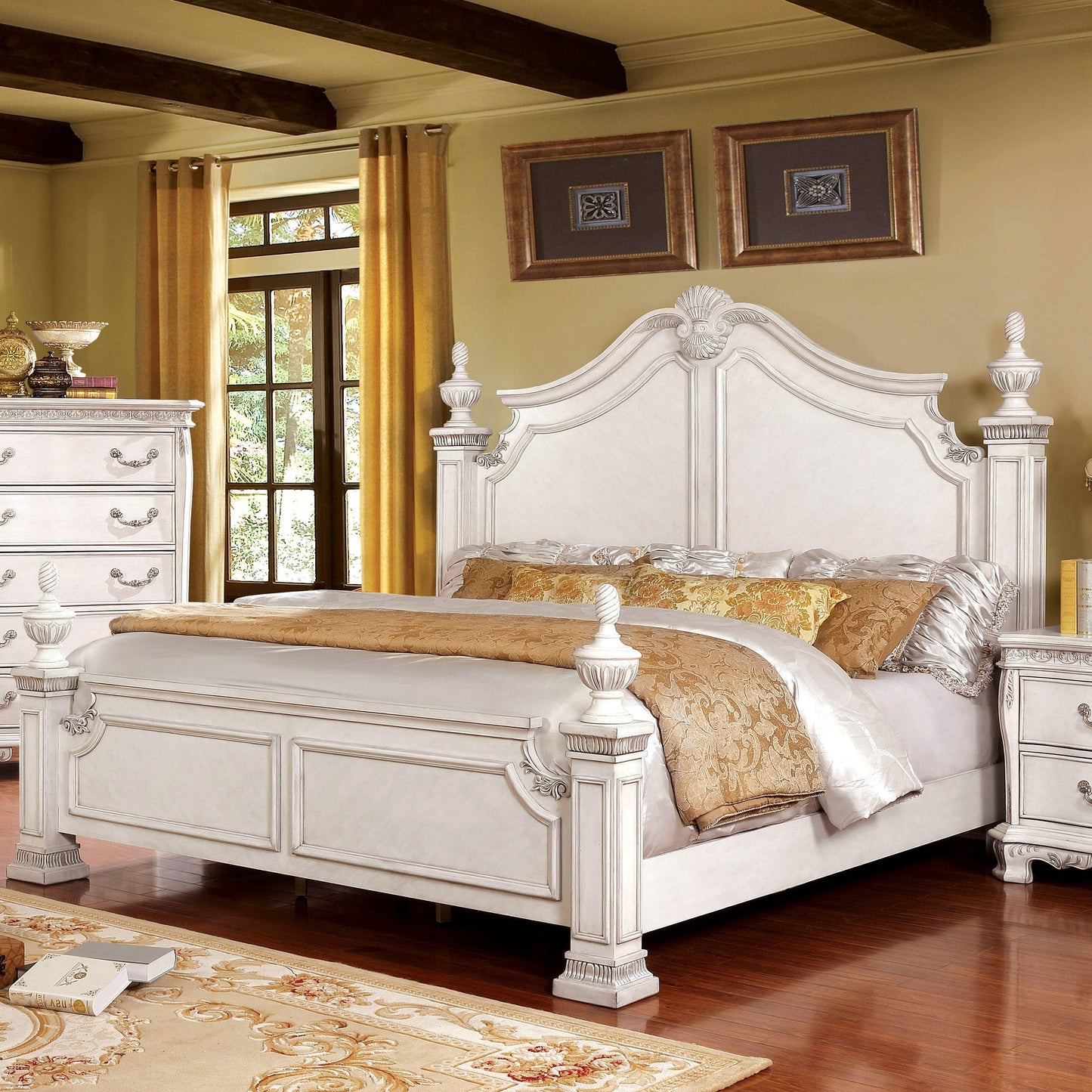  Furniture of America Hesperos Queen Poster Bed CM7798WH-Q-BED IMAGE 2