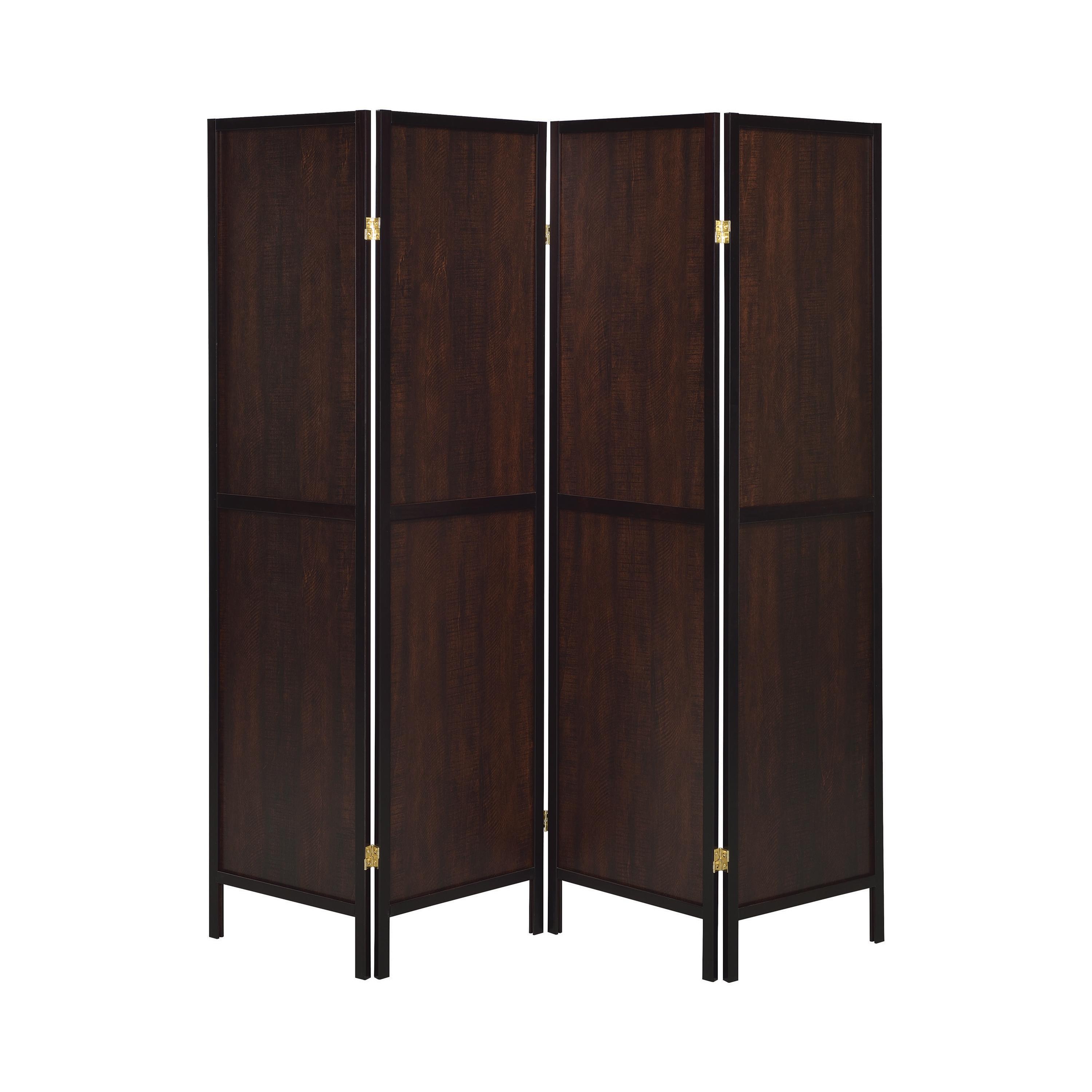 Coaster Furniture Deepika 961414 4-Panel Room Divider Folding Screen - Rustic Tobacco IMAGE 1