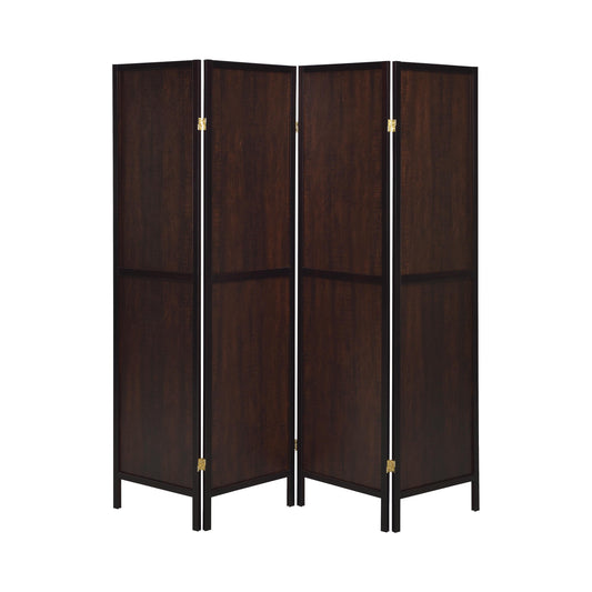 Coaster Furniture Deepika 961414 4-Panel Room Divider Folding Screen - Rustic Tobacco IMAGE 1