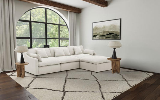Coaster Furniture Hobson 551453 Square Upholstered Ottoman - Ivory