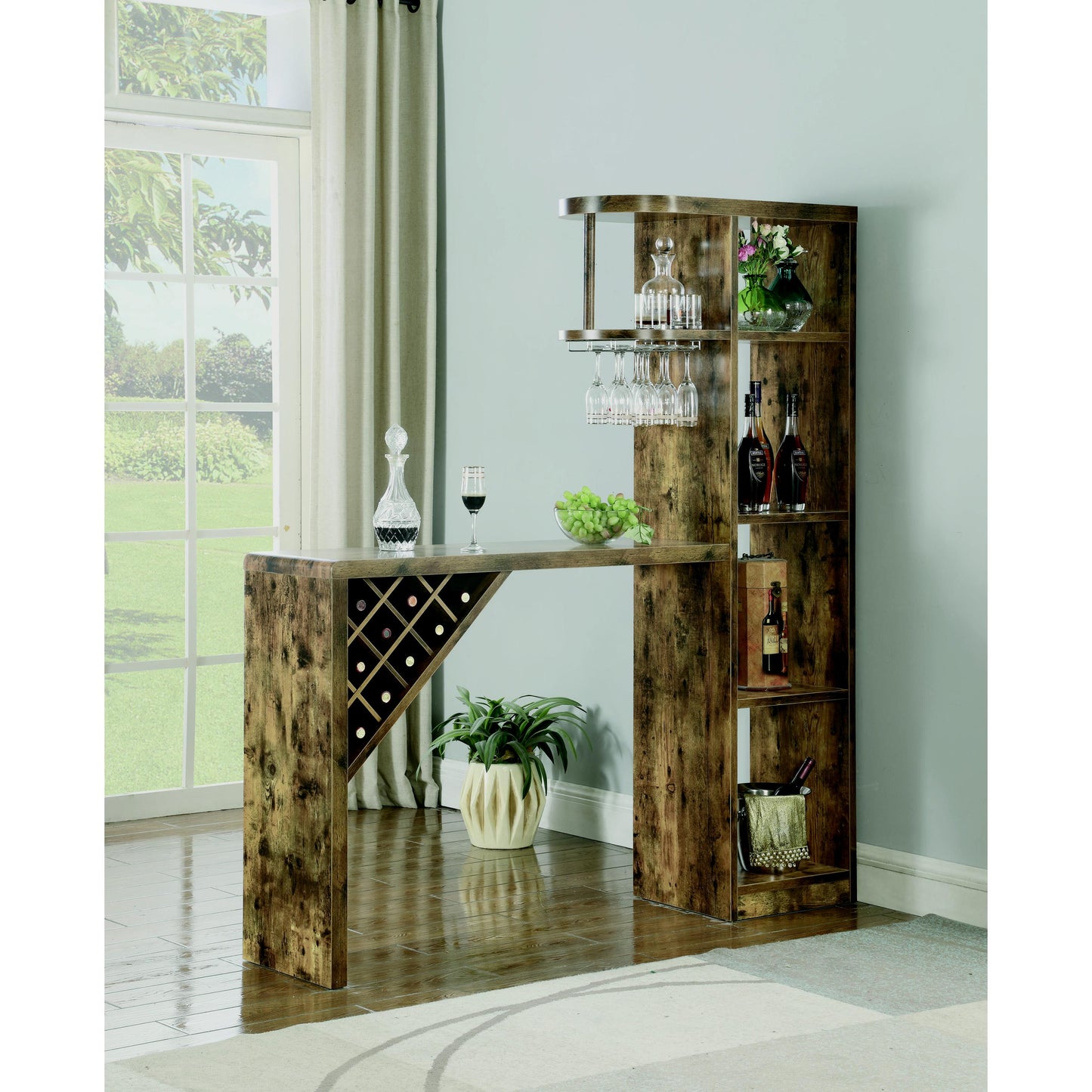 Coaster Furniture Belvedere 182127 5-shelf Home Bar Table Wine Storage - Rustic Nutmeg IMAGE 5