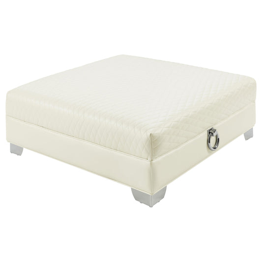 Coaster Furniture Chaviano 505394 Square Upholstered Ottoman - Pearl White IMAGE 1