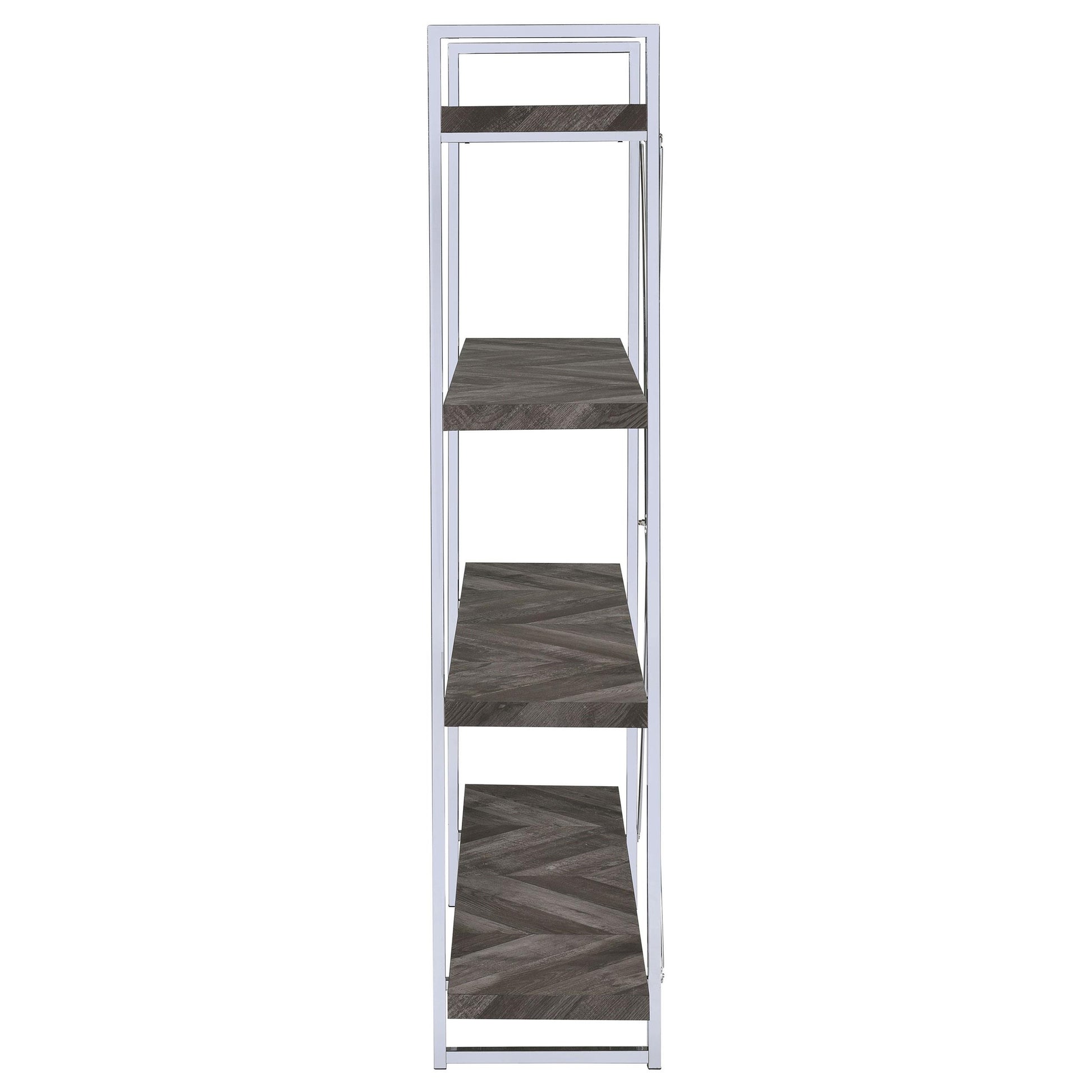 Coaster Furniture Grimma 802613 63-inch 4-shelf Bookshelf - Rustic Grey and Chrome IMAGE 4