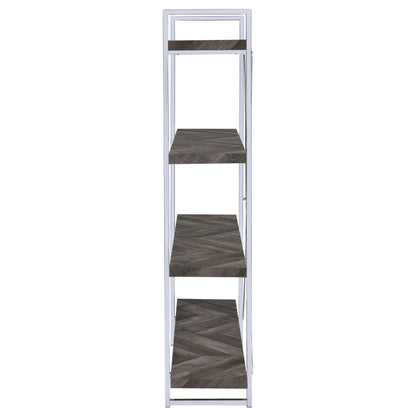 Coaster Furniture Grimma 802613 63-inch 4-shelf Bookshelf - Rustic Grey and Chrome IMAGE 4