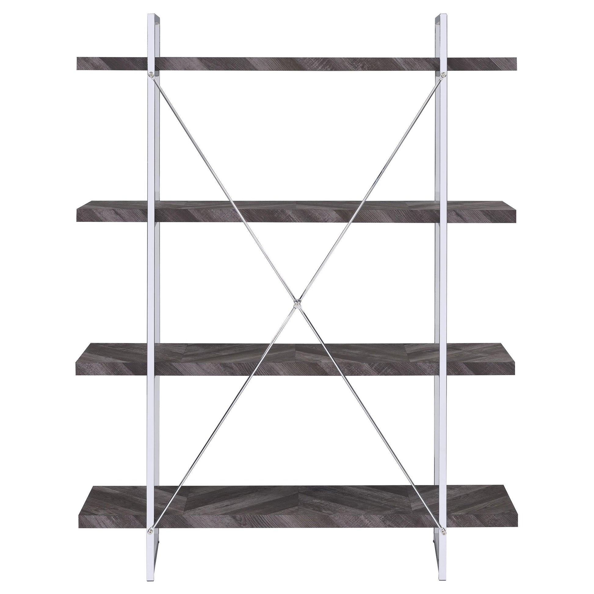 Coaster Furniture Grimma 802613 63-inch 4-shelf Bookshelf - Rustic Grey and Chrome IMAGE 6