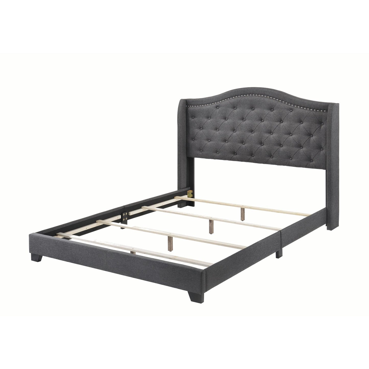  Coaster Furniture Sonoma 310072Q Upholstered Queen Wingback Bed - Grey IMAGE 2