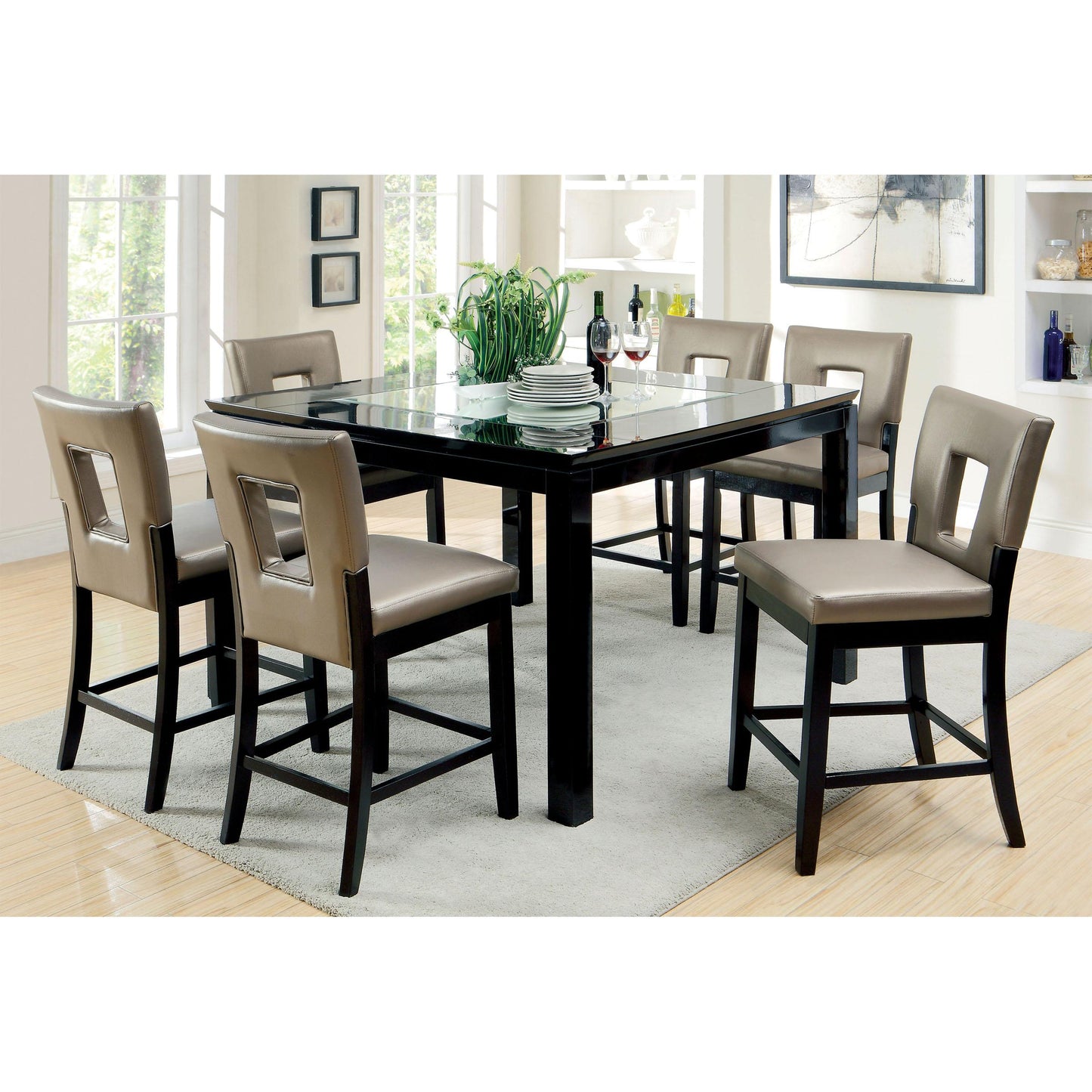  Furniture of America Square Evant II Counter Height Table with Mirror Top CM3320PT IMAGE 3