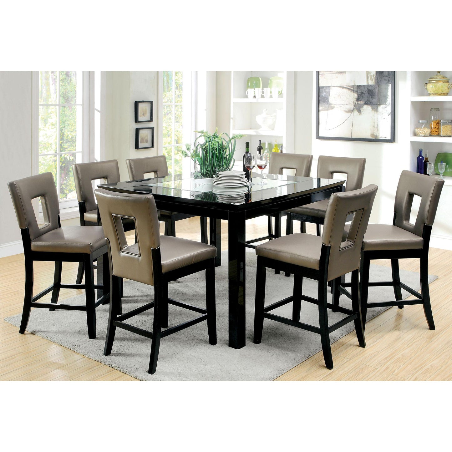  Furniture of America Square Evant II Counter Height Table with Mirror Top CM3320PT IMAGE 4