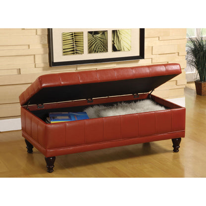  Furniture of America Randel Leatherette Storage Ottoman CM-BN6968-RED IMAGE 3