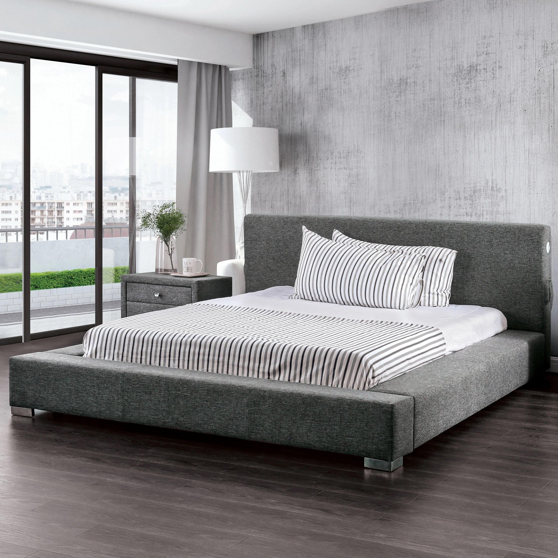  Furniture of America Canaves California King Upholstered Platform Bed CM7142DG-CK-BED IMAGE 2