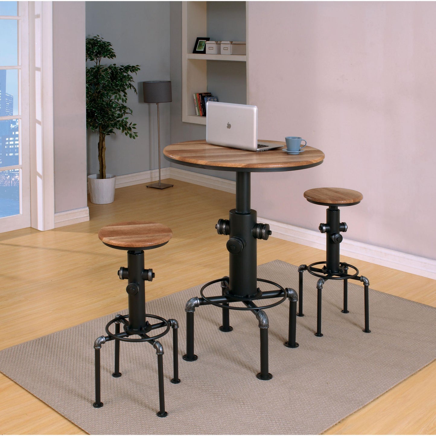 Furniture of America Round Foskey Pub Height Dining Table with Pedestal Base CM3367BT-TABLE IMAGE 7