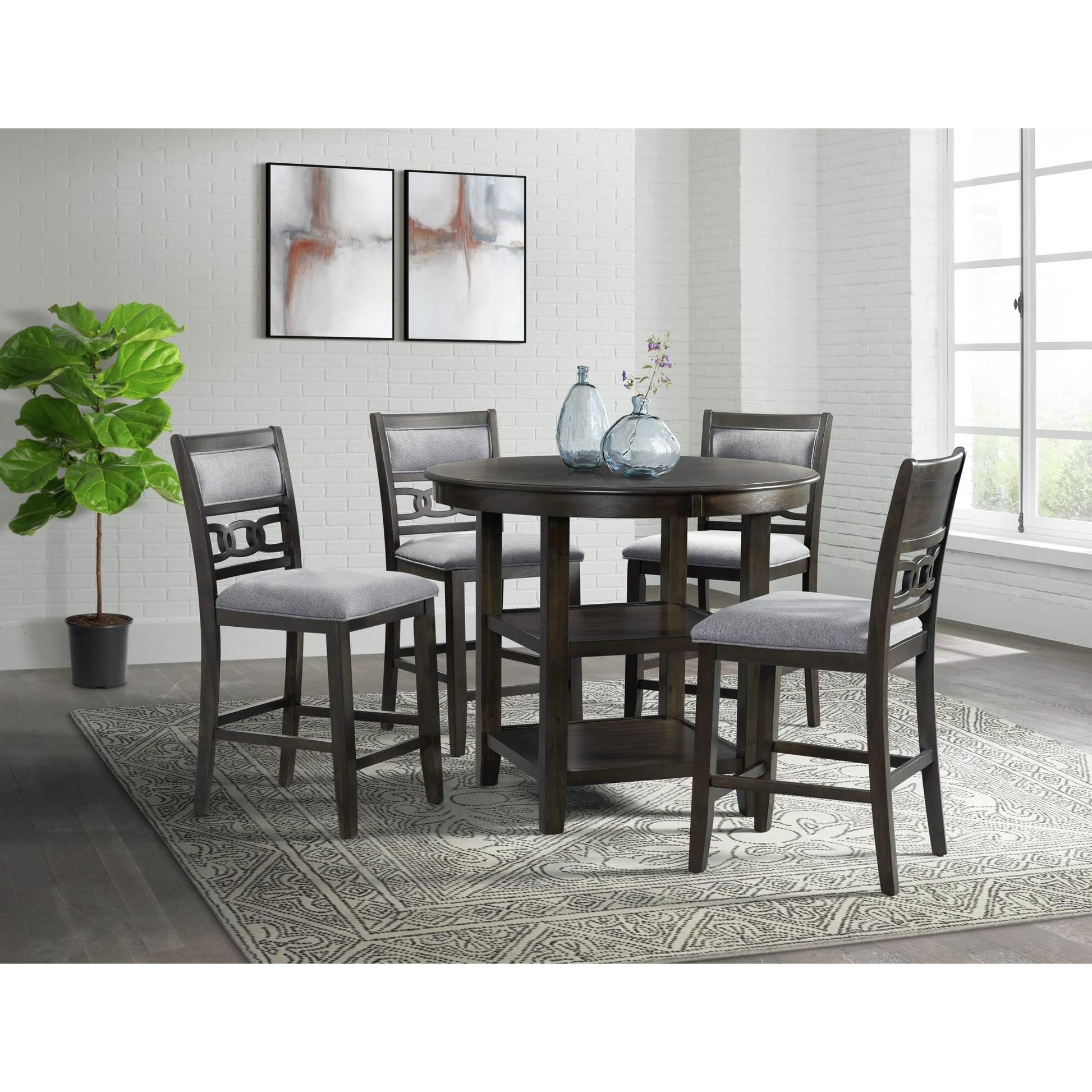 Elements International Amherst DAH550CT Counter Height Dining Table - Dark Brown IMAGE 2