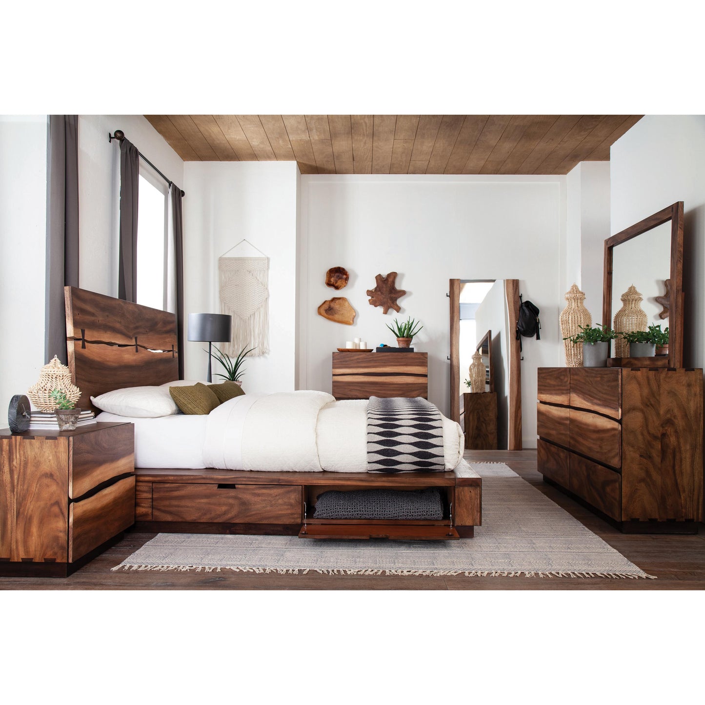  Coaster Furniture Winslow 223256 31 x 76 Inch Standing Floor Mirror - Smokey Walnut IMAGE 5