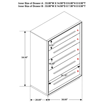  Coaster Furniture Durango 223265 5-Drawer Bedroom Chest - Smoked Peppercorn IMAGE 10