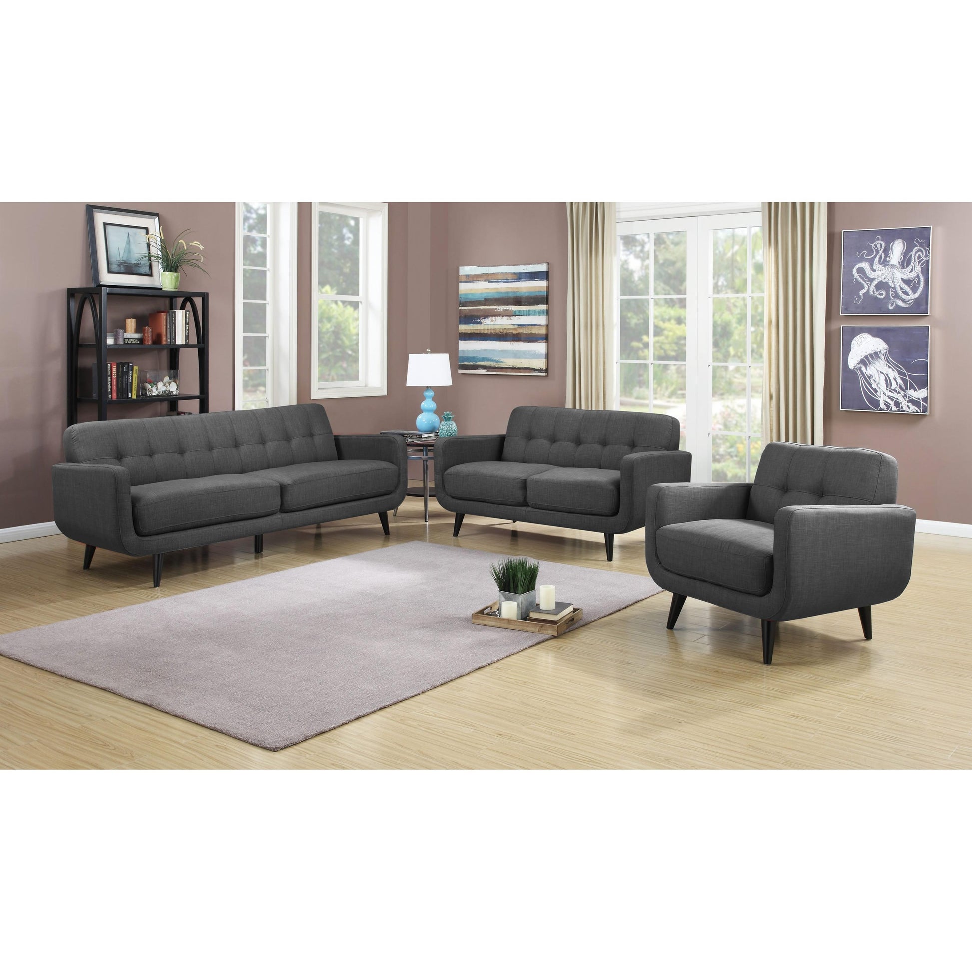 Elements International Hadley UHD090200NP Loveseat - Heirloom Charcoal IMAGE 2