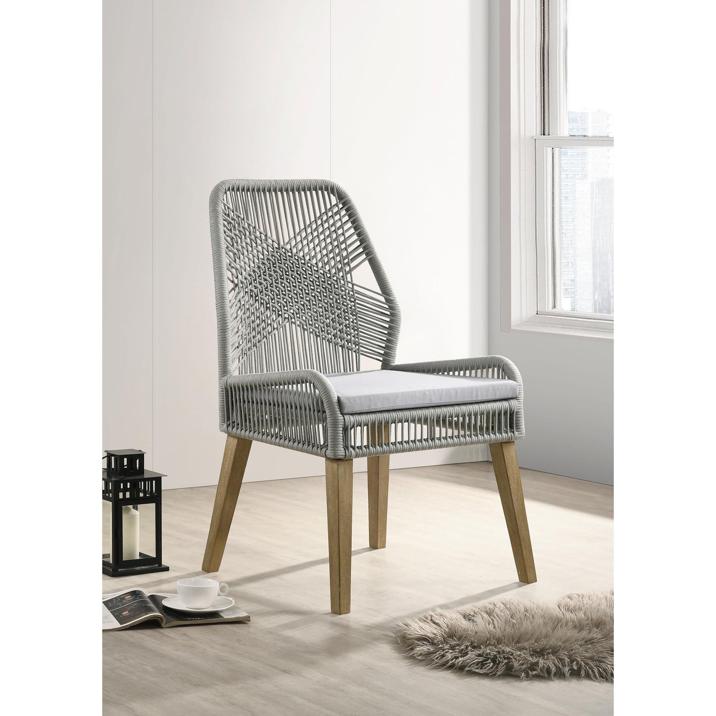 Coaster Furniture Nakia 110033 Woven Rope Dining Side Chairs - Grey IMAGE 8