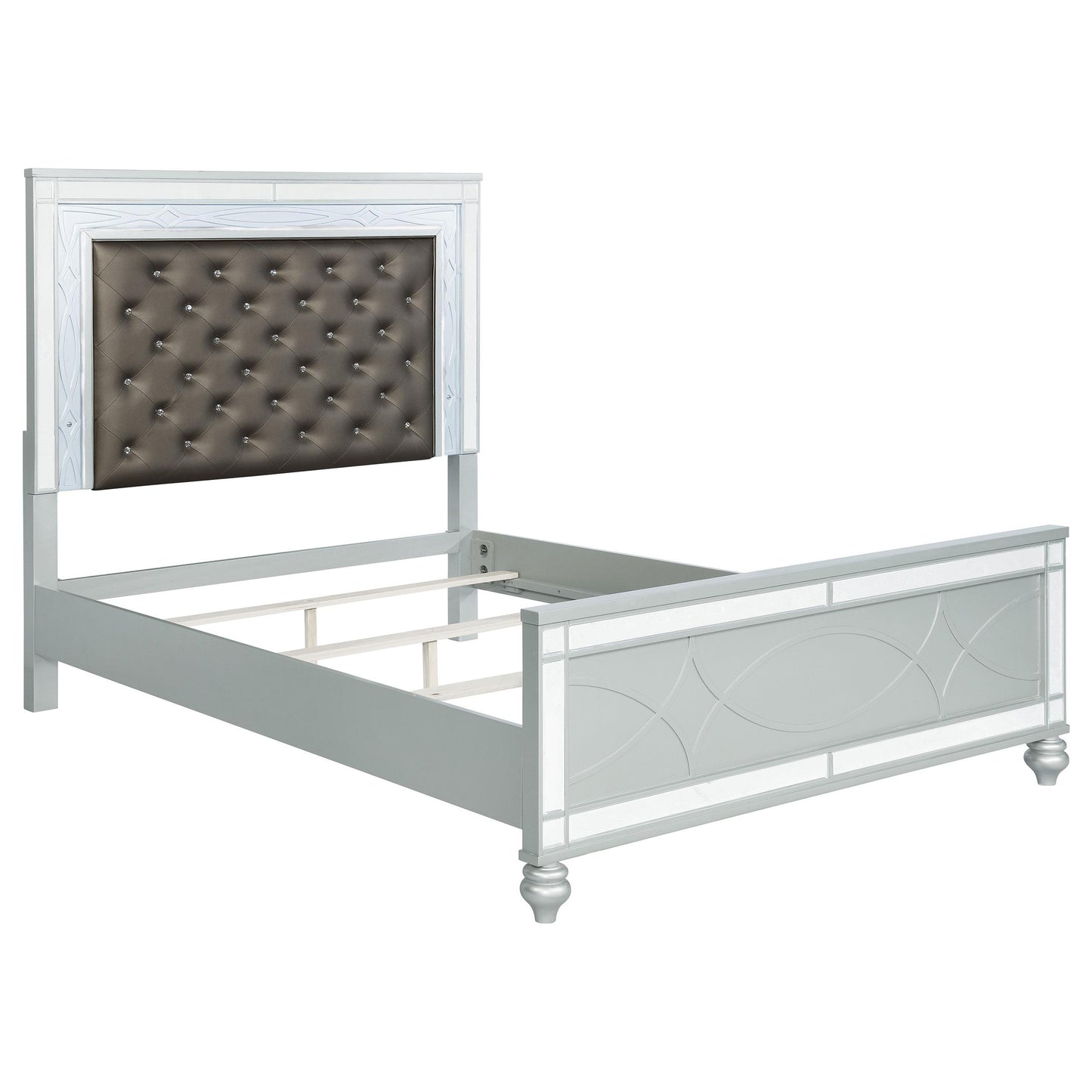Coaster Furniture Gunnison 223211Q Wood Queen LED Panel Bed - Silver Metallic IMAGE 1