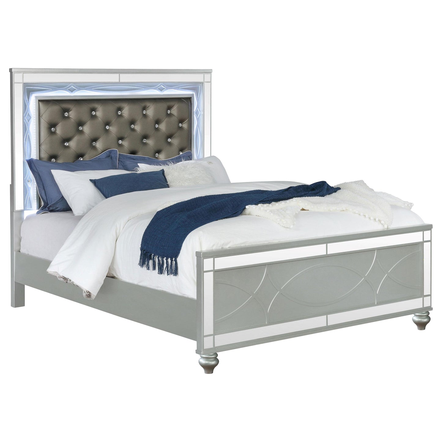 Coaster Furniture Gunnison 223211Q Wood Queen LED Panel Bed - Silver Metallic IMAGE 2