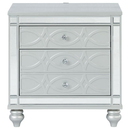 Coaster Furniture Gunnison 223212 2-Drawer Nightstand - Silver Metallic IMAGE 2
