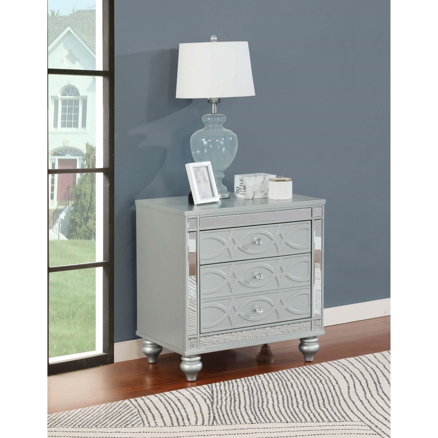 Coaster Furniture Gunnison 223212 2-Drawer Nightstand - Silver Metallic IMAGE 9