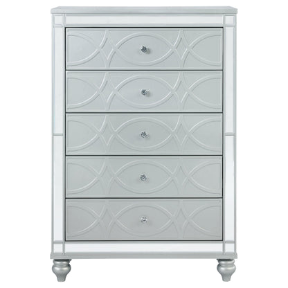  Coaster Furniture Gunnison 223215 5-Drawer Bedroom Chest - Silver Metallic IMAGE 2