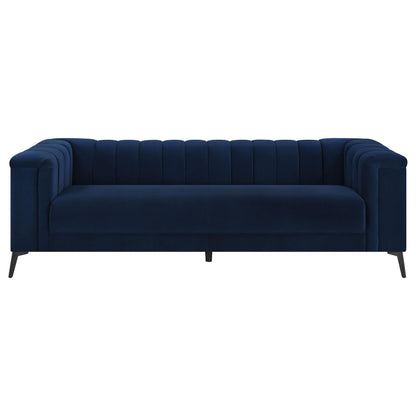 Coaster Furniture Chalet 509211 Upholstered Tuxedo Arm Tufted Sofa - Blue IMAGE 2