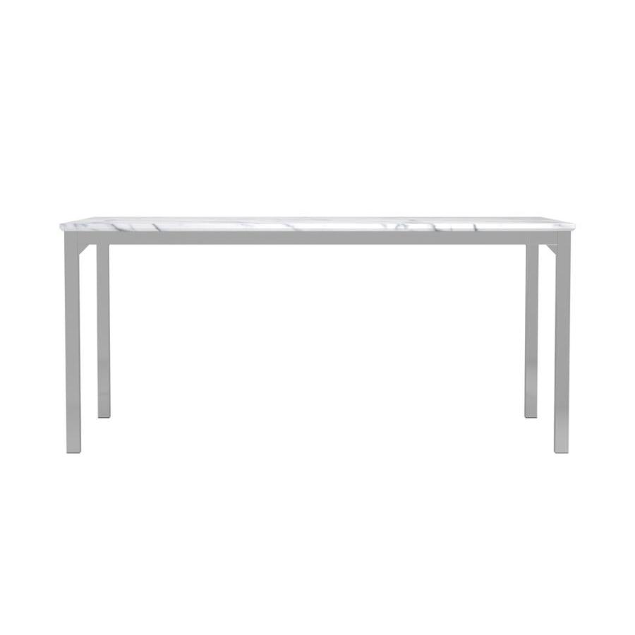 Coaster Furniture Athena 110101 Rectangular 64-inch Faux Marble Dining Table - Chrome IMAGE 2