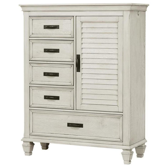  Coaster Furniture Franco 205338 5-Drawer Door Chest - Distressed White IMAGE 1