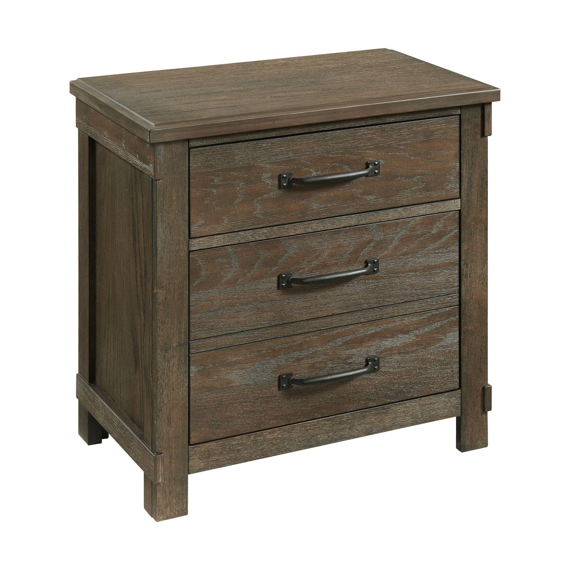 Elements International Scott SC300NS Nightstand with USB Ports - Walnut IMAGE 1
