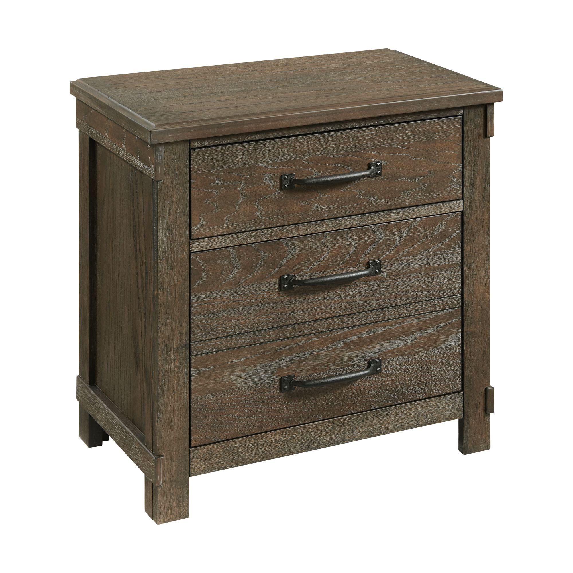 Elements International Scott SC300NS Nightstand with USB Ports - Walnut IMAGE 1