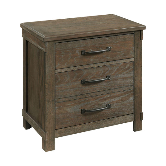 Elements International Scott SC300NS Nightstand with USB Ports - Walnut IMAGE 1
