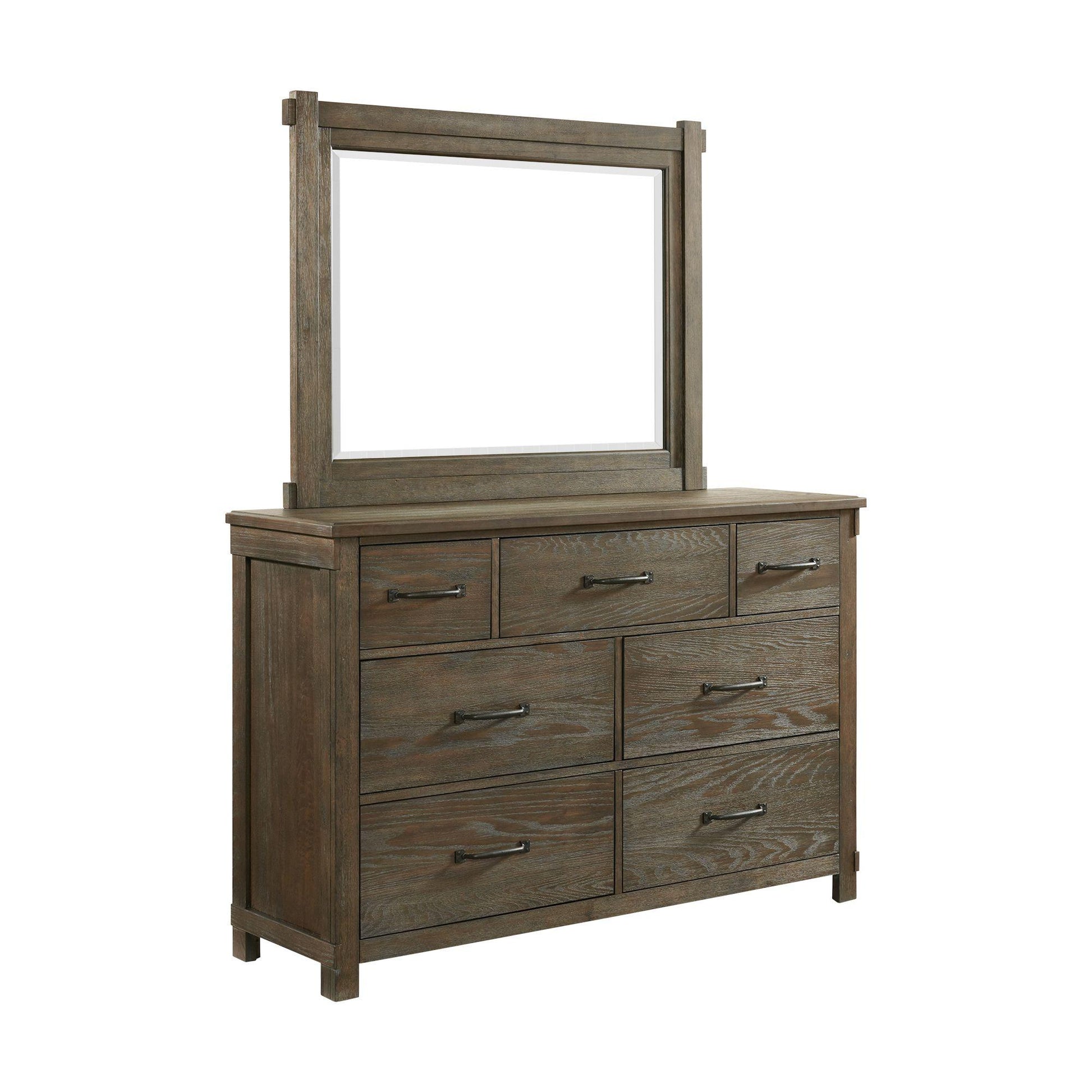 Elements International Scott SC300DRMR Dresser with Mirror Set - Walnut IMAGE 1