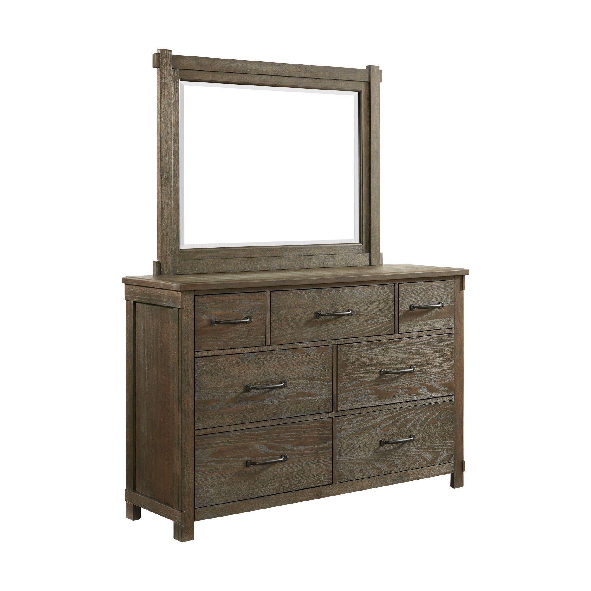 Elements International Scott SC300DRMR Dresser with Mirror Set - Walnut IMAGE 1