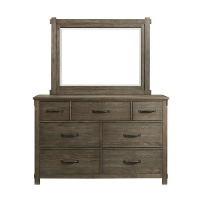 Elements International Scott SC300DRMR Dresser with Mirror Set - Walnut IMAGE 2