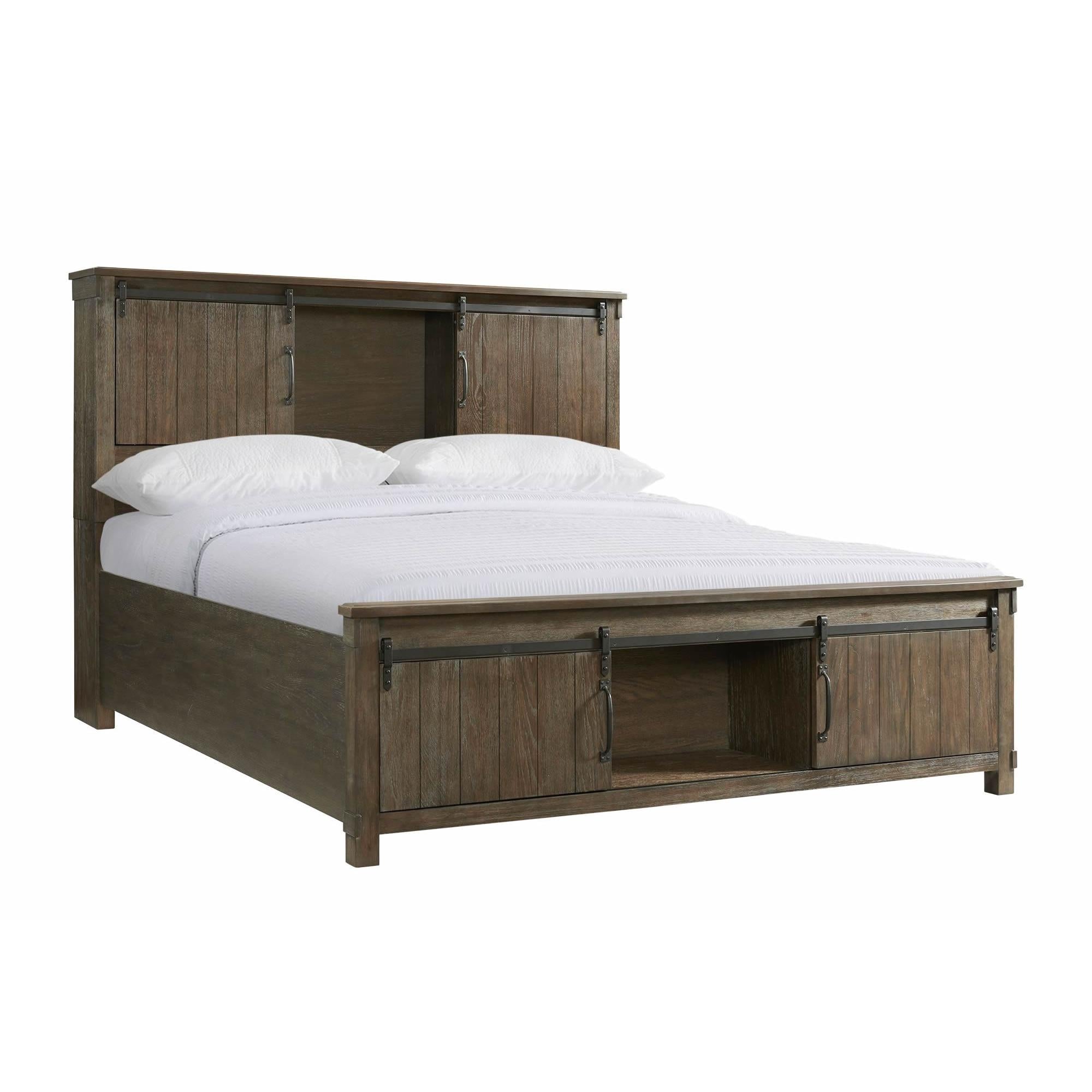 Elements International Scott SC370KB King Platform Storage Bed - Walnut IMAGE 1