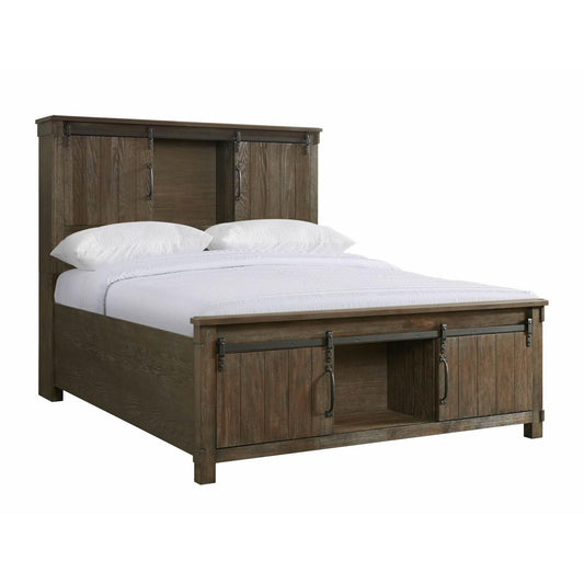 Elements International Scott SC370QB Queen Platform Storage Bed - Walnut IMAGE 1