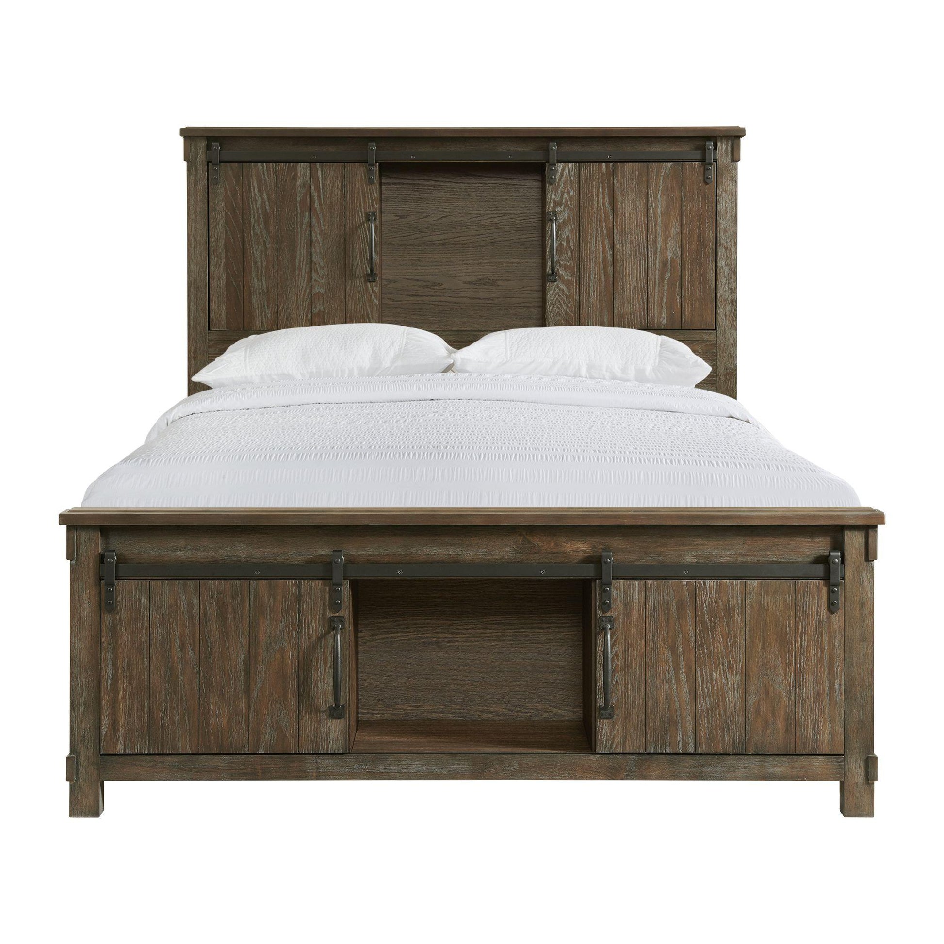 Elements International Scott SC370QB Queen Platform Storage Bed - Walnut IMAGE 2