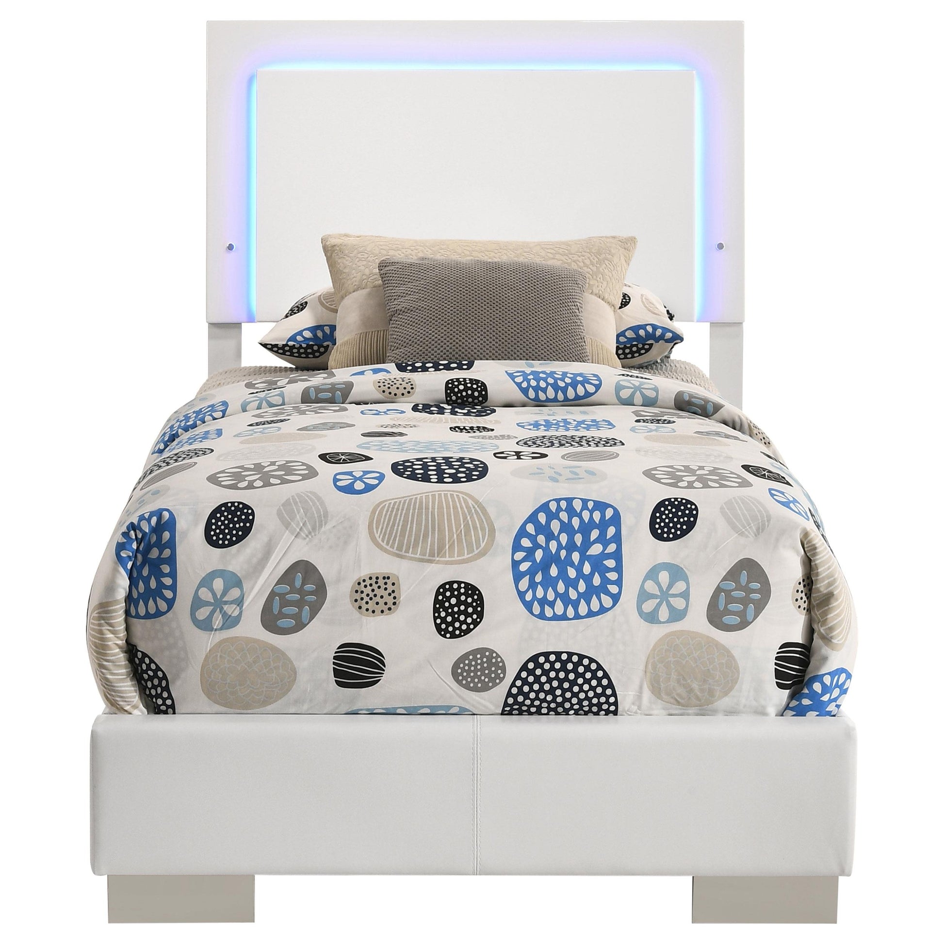 Coaster Furniture Felicity 203500T Wood Twin LED Panel Bed - White High Gloss IMAGE 4