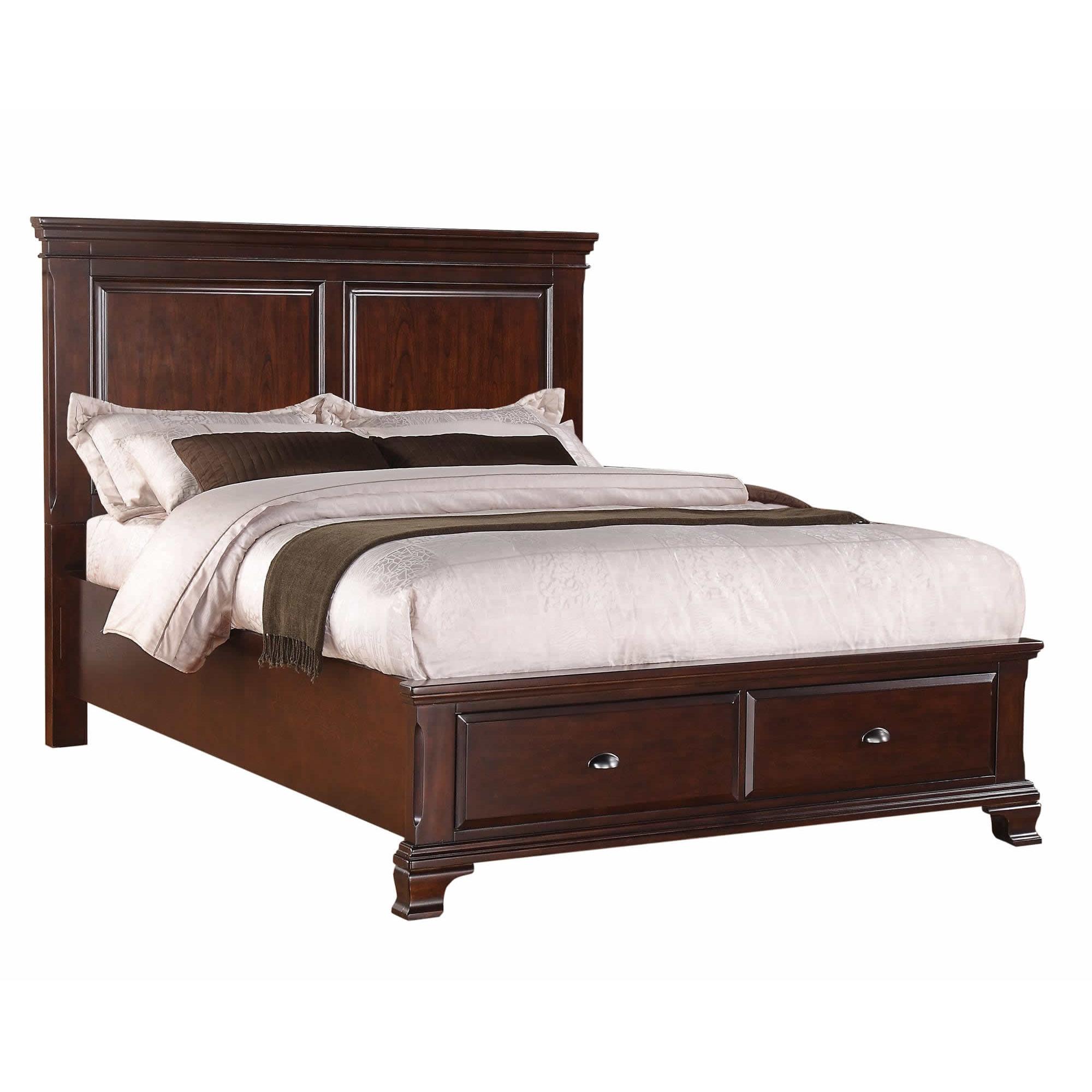 Elements International Canton Cherry CN350QB Queen Storage Bed IMAGE 1