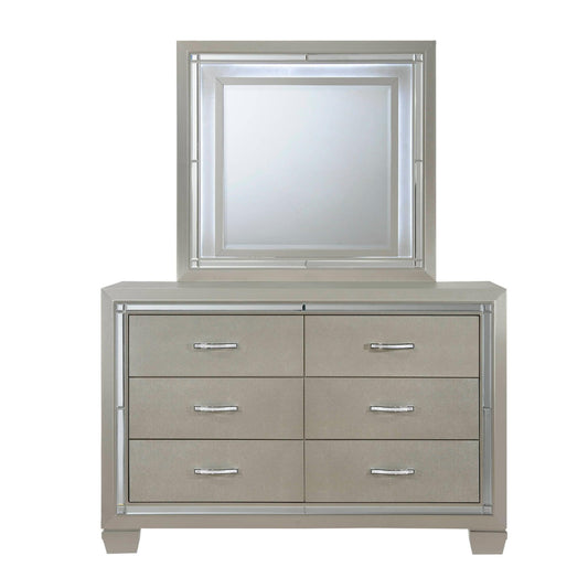 Elements International Platinum Youth LT111DRMR Dresser & Mirror w/ LED Light Set IMAGE 1