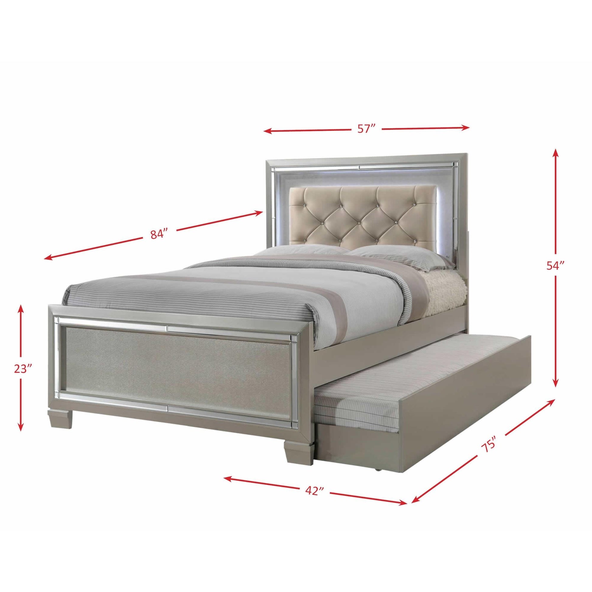 Elements International Platinum Youth LT111FTB Full Platform Bed w/ Trundle IMAGE 6