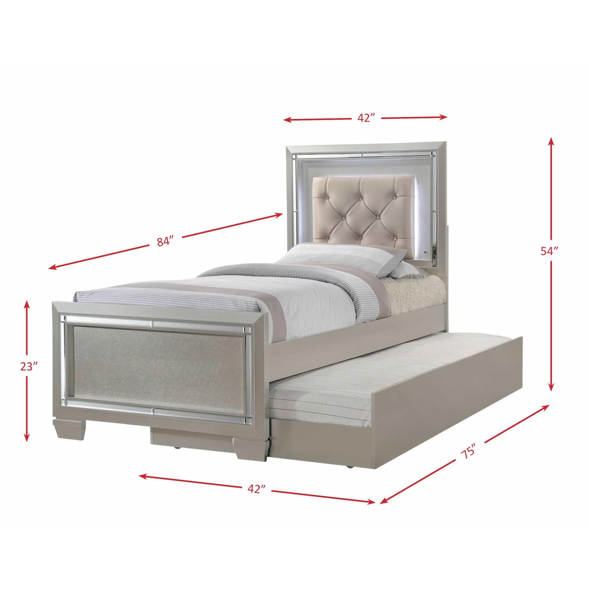 Elements International Platinum Youth LT111TTB Twin Platform Bed w/ Trundle IMAGE 6