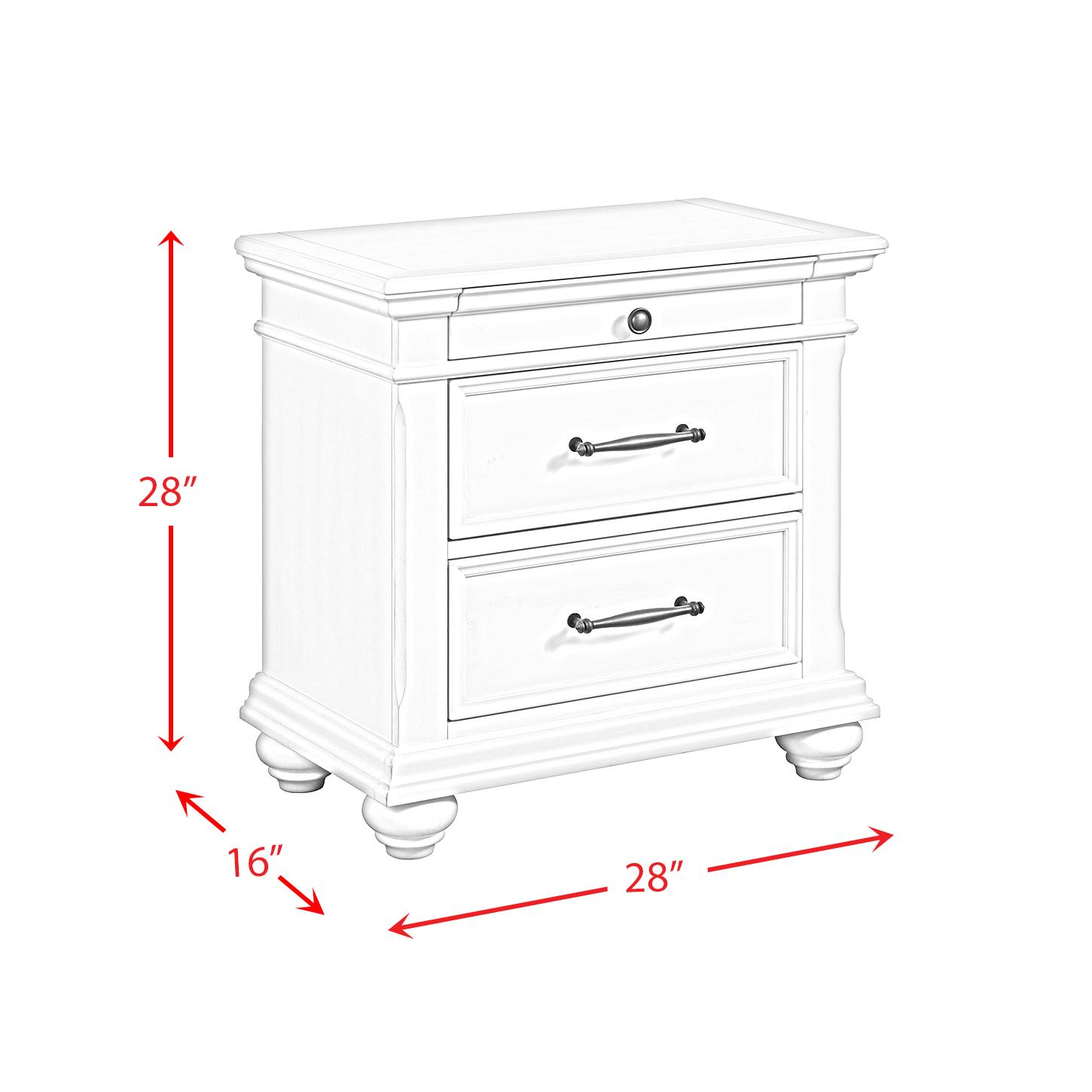 Elements International Slater SR600NS 3-Drawer Nightstand with USB Ports - White IMAGE 12