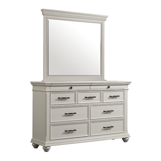 Elements International Slater SR600DRMR Dresser with Mirror - White IMAGE 1