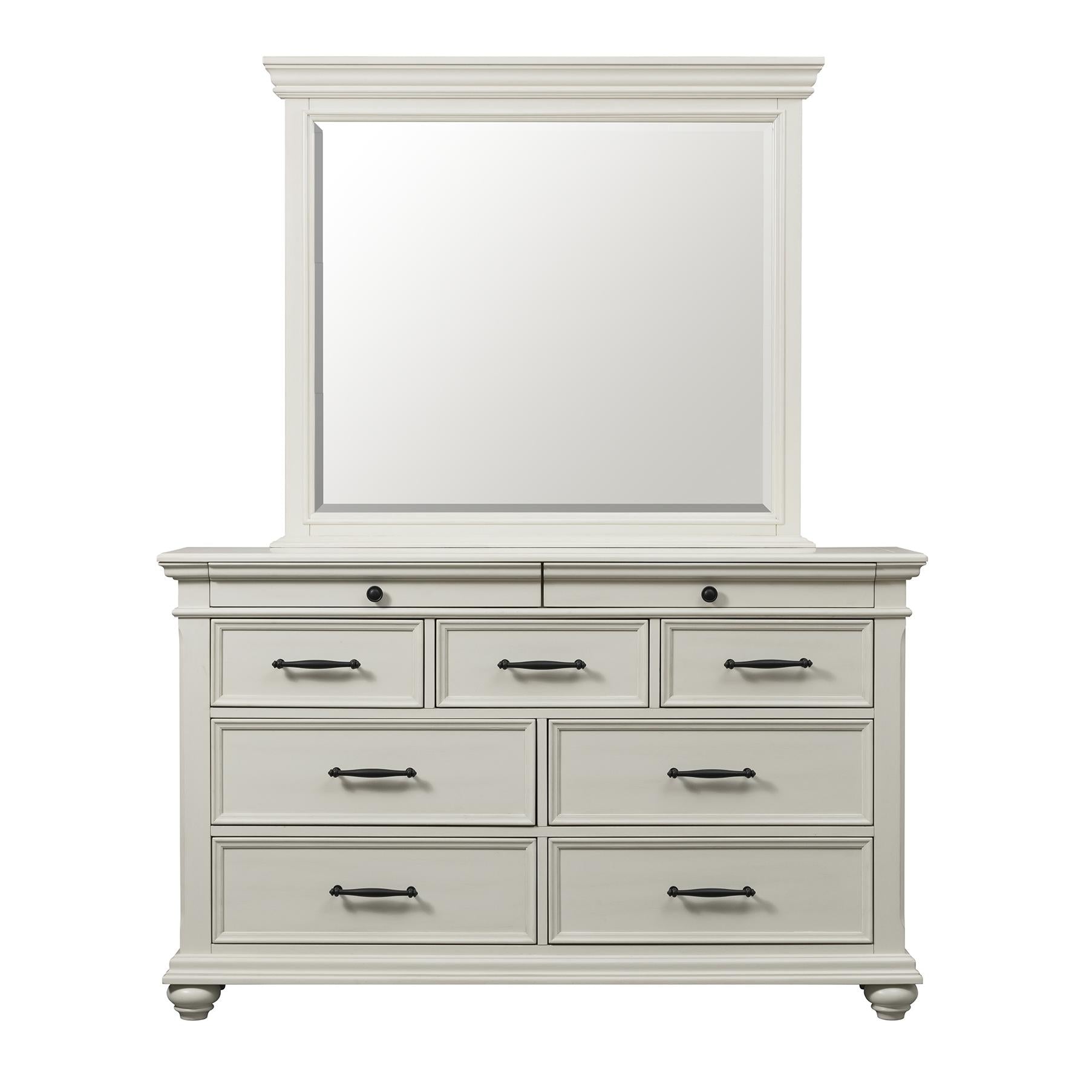 Elements International Slater SR600DRMR Dresser with Mirror - White IMAGE 2