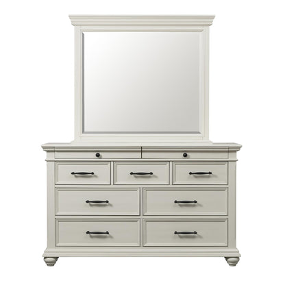 Elements International Slater SR600DRMR Dresser with Mirror - White IMAGE 2