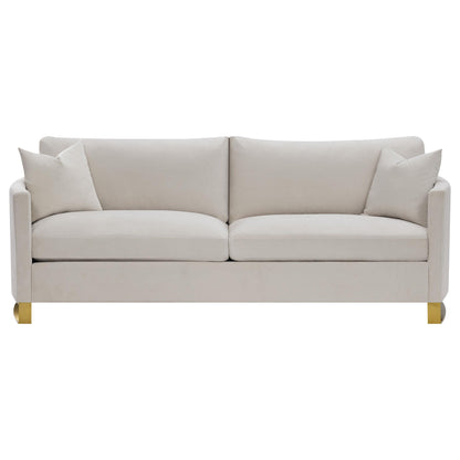  Coaster Furniture Corliss 508821 Upholstered Curved Track Arm Sofa - Beige IMAGE 2