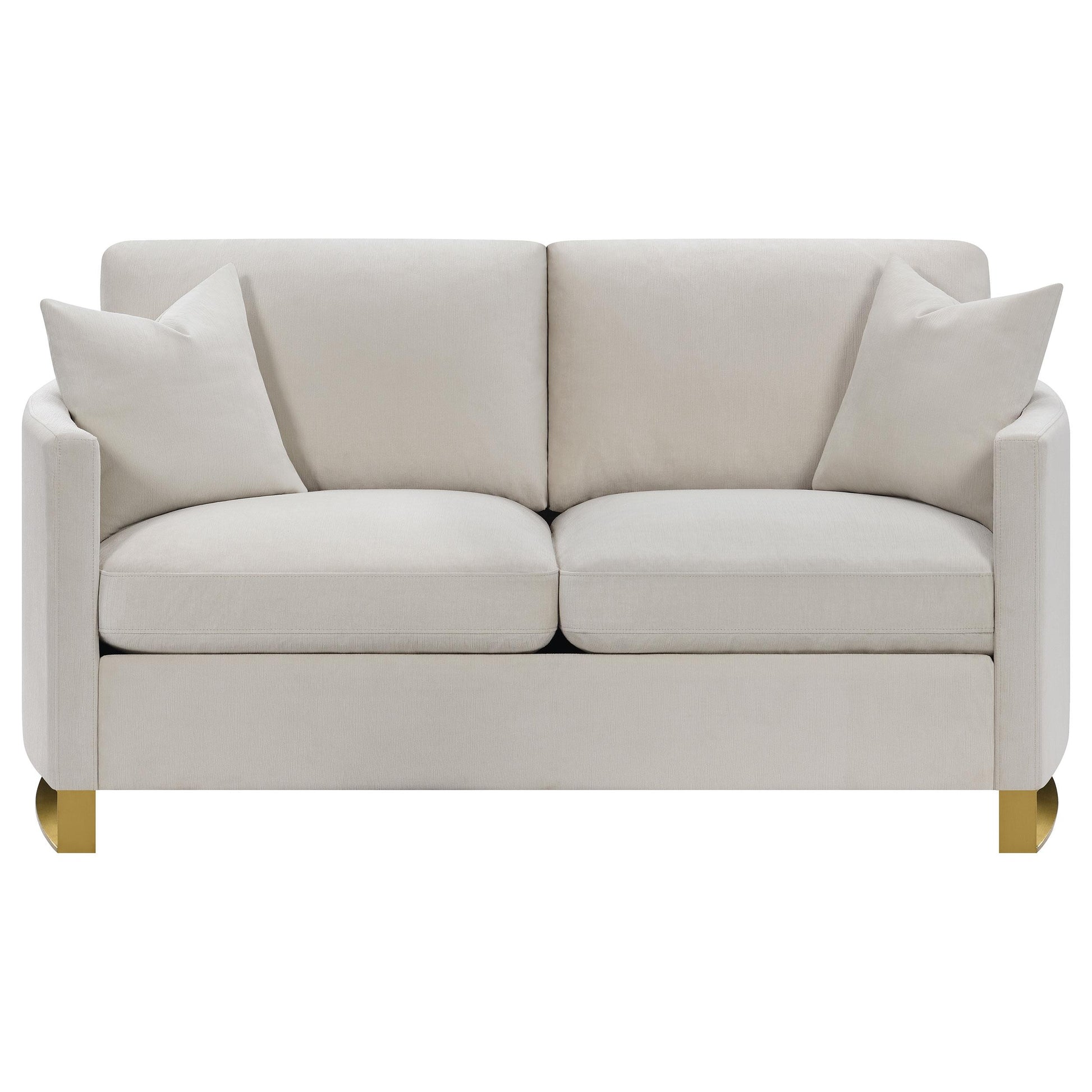  Coaster Furniture Corliss 508822 Upholstered Curved Track Arm Loveseat - Beige IMAGE 2