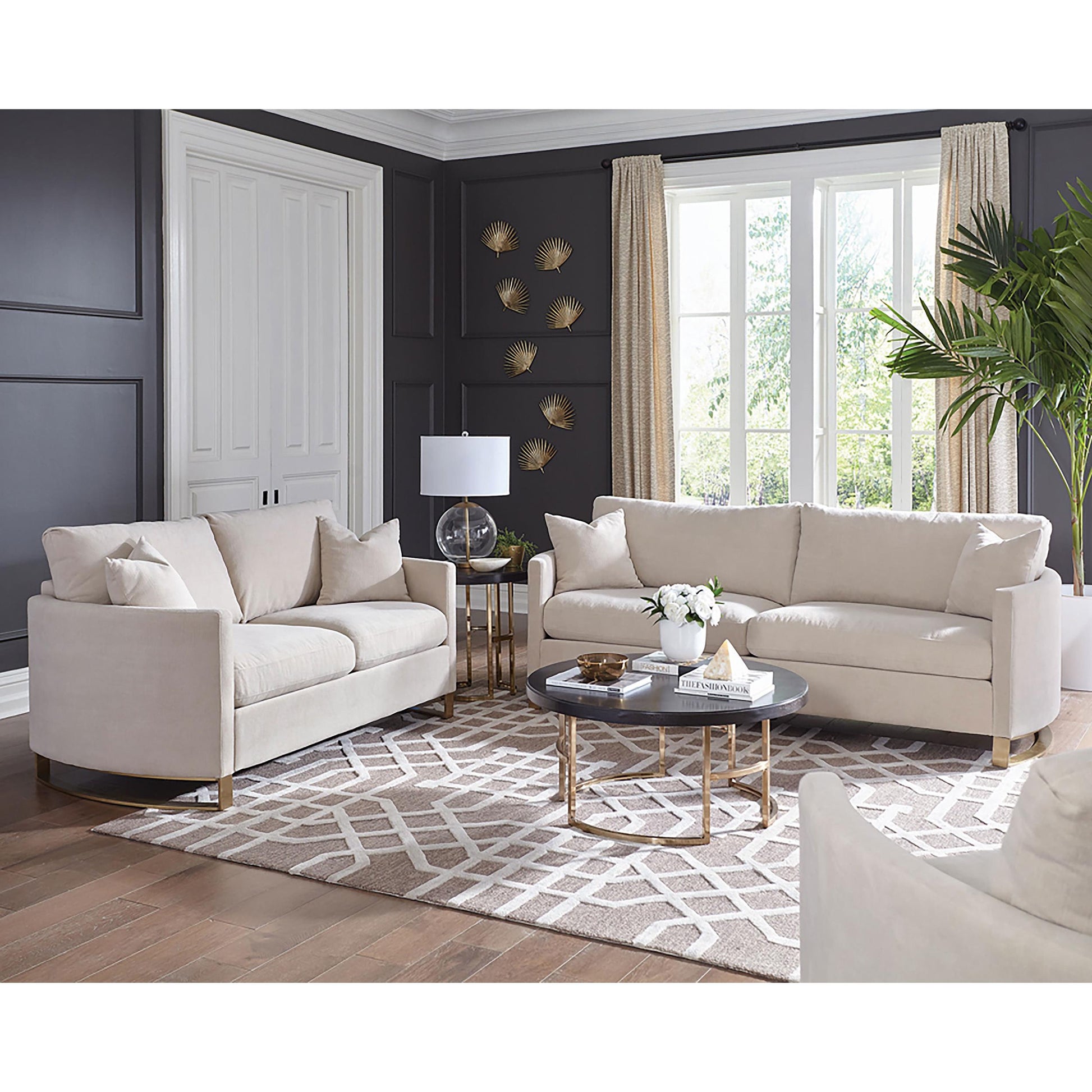  Coaster Furniture Corliss 508822 Upholstered Curved Track Arm Loveseat - Beige IMAGE 9